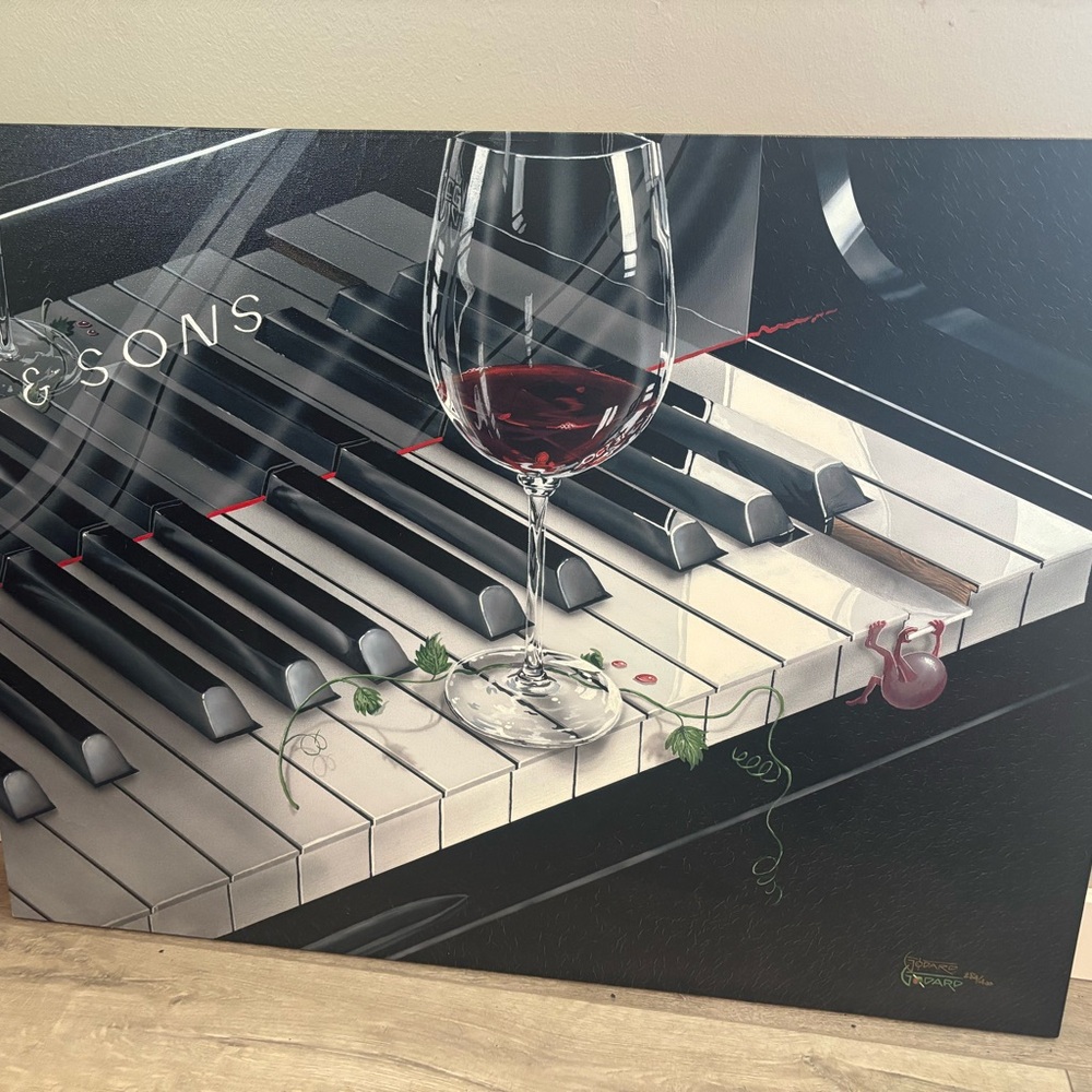 Wine Glass on Piano Art Print